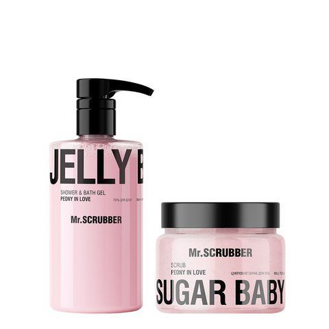 Гель для душу Mr.SCRUBBER Jelly Bubbles Peony in Love + Цукровий скраб для тіла Mr.SCRUBBER Sugar Baby Peony in Love 0355 фото