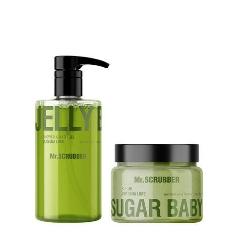 Гель для душу Mr.SCRUBBER Jelly Bubbles Verbena Lime + Цукровий скраб для тіла Mr.SCRUBBER Sugar Baby Verbena Lime 0356 фото