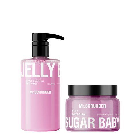 Гель для душу Mr.SCRUBBER Jelly Bubbles Sweet Guava + Цукровий скраб для тіла Mr.SCRUBBER Sugar Baby Sweet Guava 0362 фото