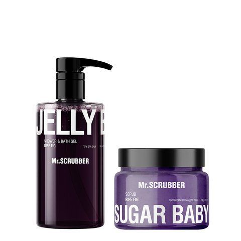Гель для душу Mr.SCRUBBER Jelly Bubbles Ripe fig + Цукровий скраб для тіла Mr.SCRUBBER Sugar Baby Ripe fig 0363 фото