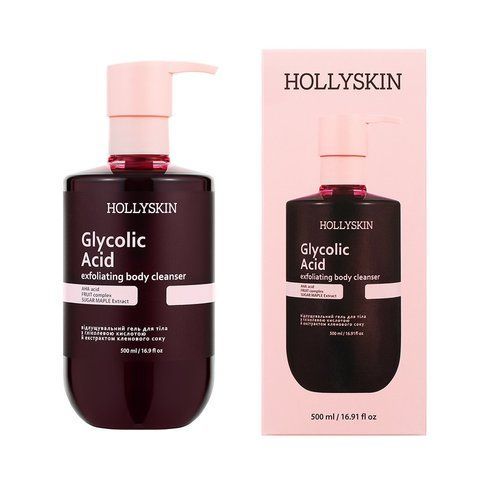Відлущувальний гель для очищення тіла HOLLYSKIN Glycolic Acid з гліколевою кислотою й екстрактом кленового соку, 500 мл 0128 фото