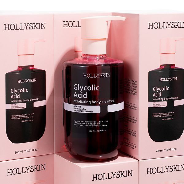 Відлущувальний гель для очищення тіла HOLLYSKIN Glycolic Acid з гліколевою кислотою й екстрактом кленового соку, 500 мл 0128 фото