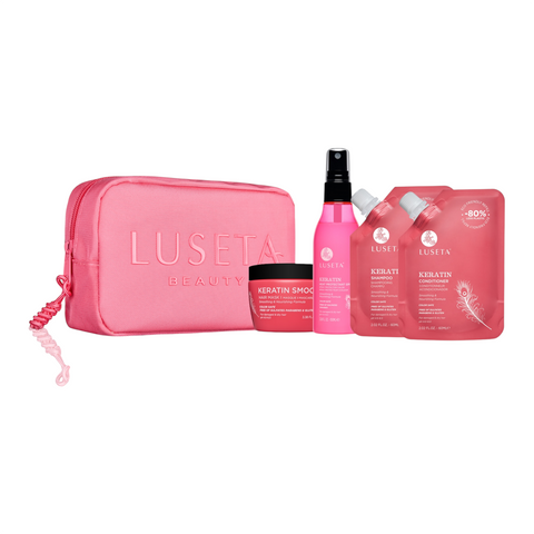 Набор для повреждённых волос с косметичкой Luseta Beauty Keratin Jet-Set Hair Smooth Kit 6092 фото