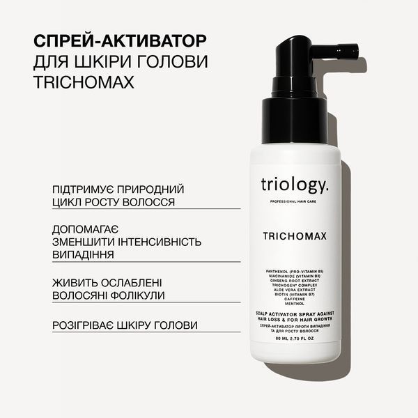 Cпрей-активатор для восстановления естественного роста волос, склонных к выпадению Triology. Trichomax, 80 мл 6613 фото